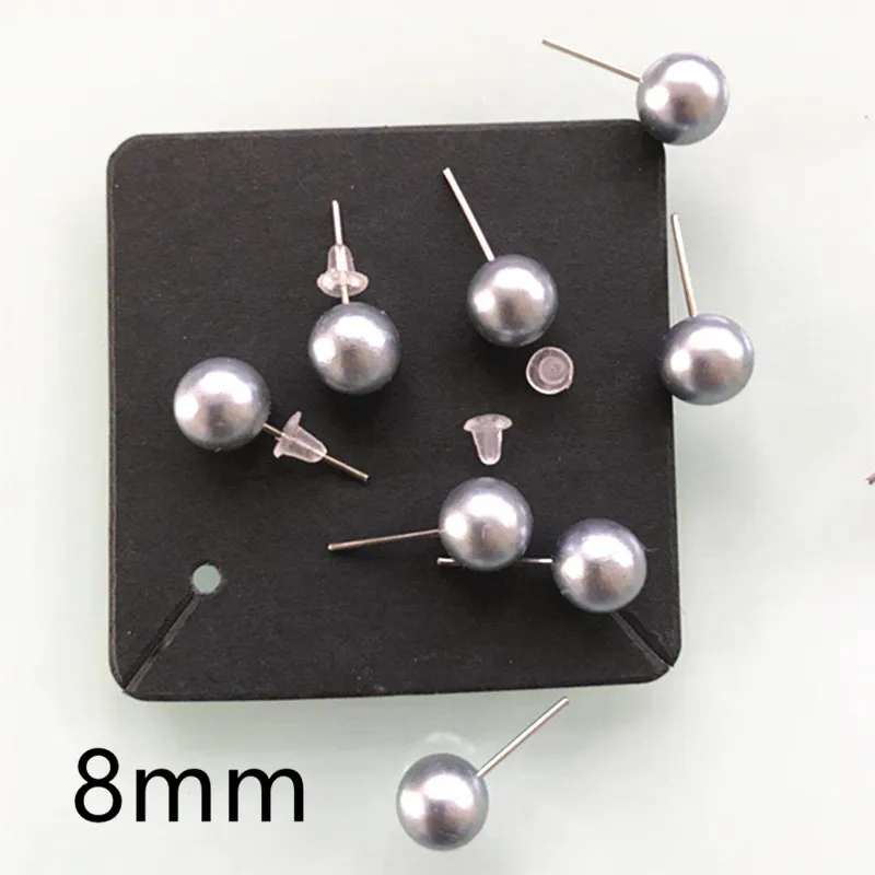 8 mm grey 1 пара, распродажа, ювелирные изделия, фирменный дизайн, золотые жемчужные серьги-гвоздики для модных женщин, аксессуары,, 4 мм, 6 мм, 8 мм - Окраска металла: 8 mm grey