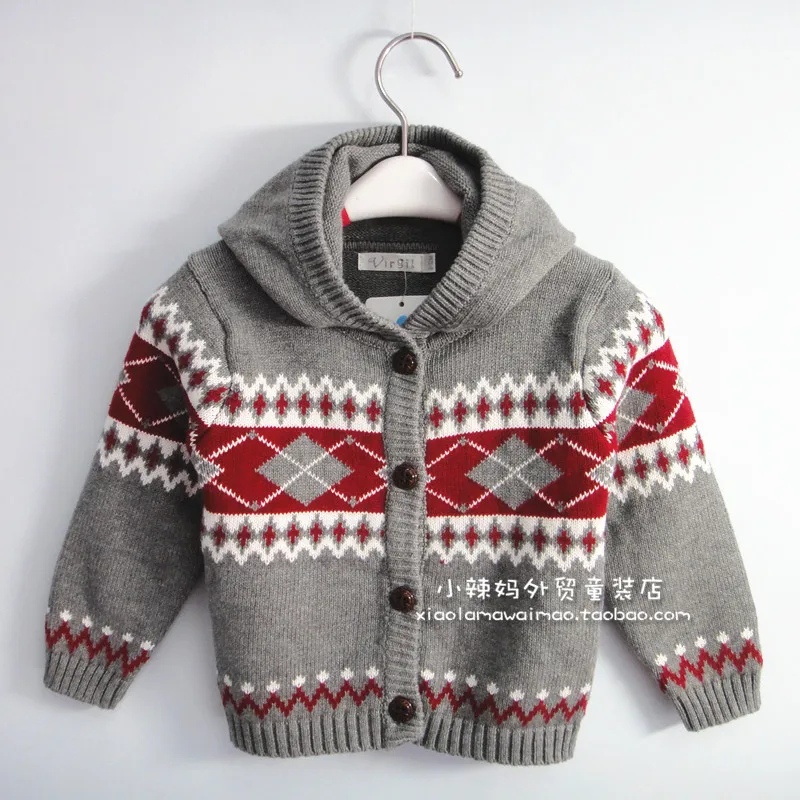Импортные товары осенне зимний детский вязаный шерстяной свитер с капюшоном из