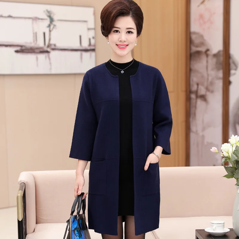 Женская осенне-зимняя трикотажная куртка большого размера XL длинный кашемировый