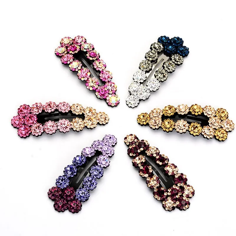 

Модные женские Элегантные цветы простой и универсальный бутик корейские стразы боковой зажим Заколка-пряжка аксессуары для волос
