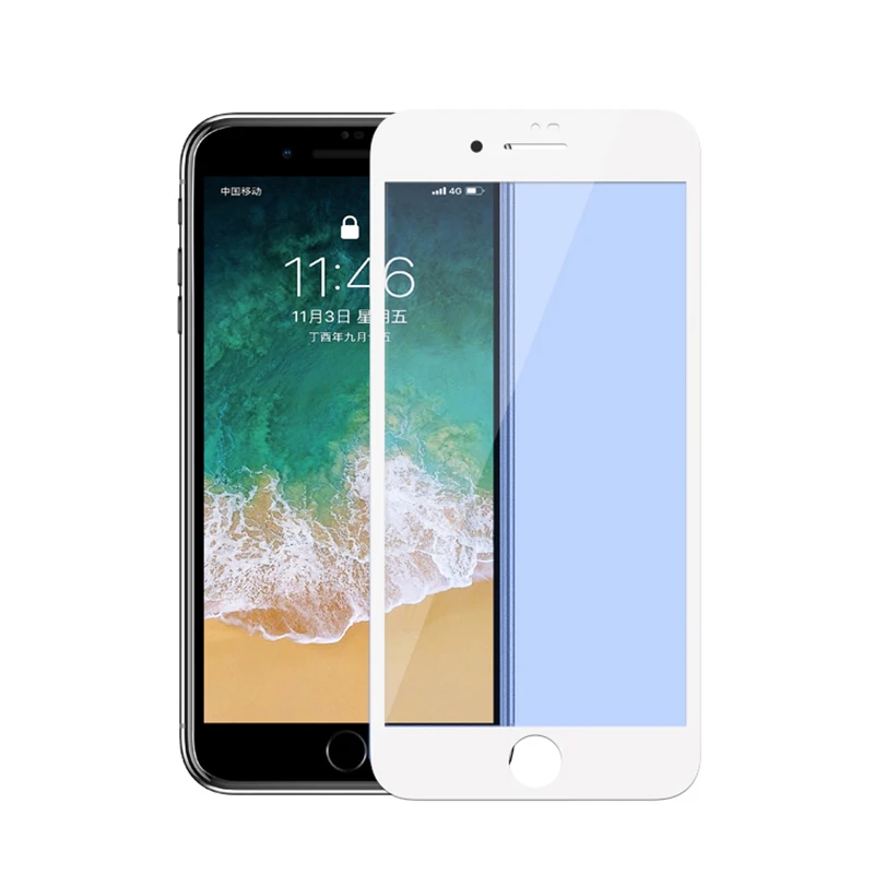 Anti bluelight White Nambosi 3D защита экрана из закаленного стекла для iPhone 7 8 6 6 S Защитное стекло для iPhone 6 plus 7 8 plus полное покрытие - Цвет: Anti bluelight White