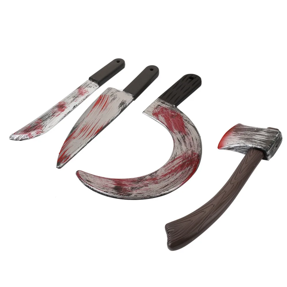 

Halloween decoration plastic fake bloody props weapon knife cleaver ax sharp knife optional role-playing horror toy party stage