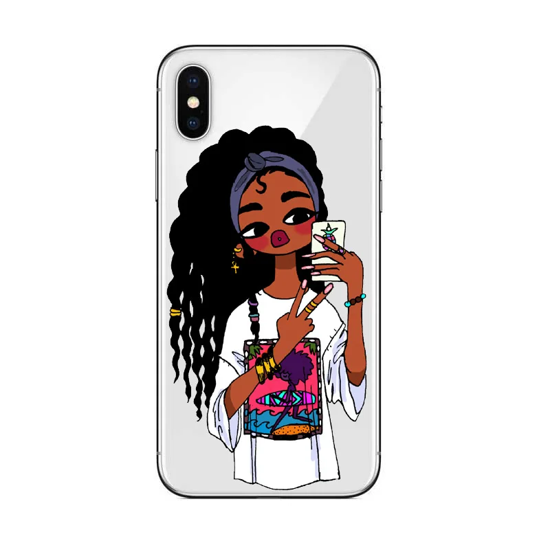 Afro Black Girl Magic Melanin Poppin Phone Case For iPhone X 8 7 6 6S Plus 5S SE Soft TPU Silicone Cover 8Plus |