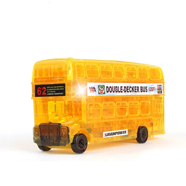 Yellow Двухэтажный автобус кристаллическая головоломка 3d головоломка Bricolage Enfant транспорт Пазлы детские головоломки игры подарок для детей - Цвет: Yellow