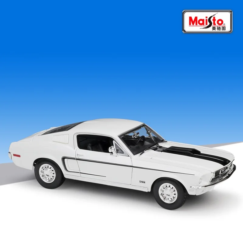 1:18 Maisto Ford Mustang GT Cobra Jet Muscle 1968 белый/синий литой под давлением модель автомобиля