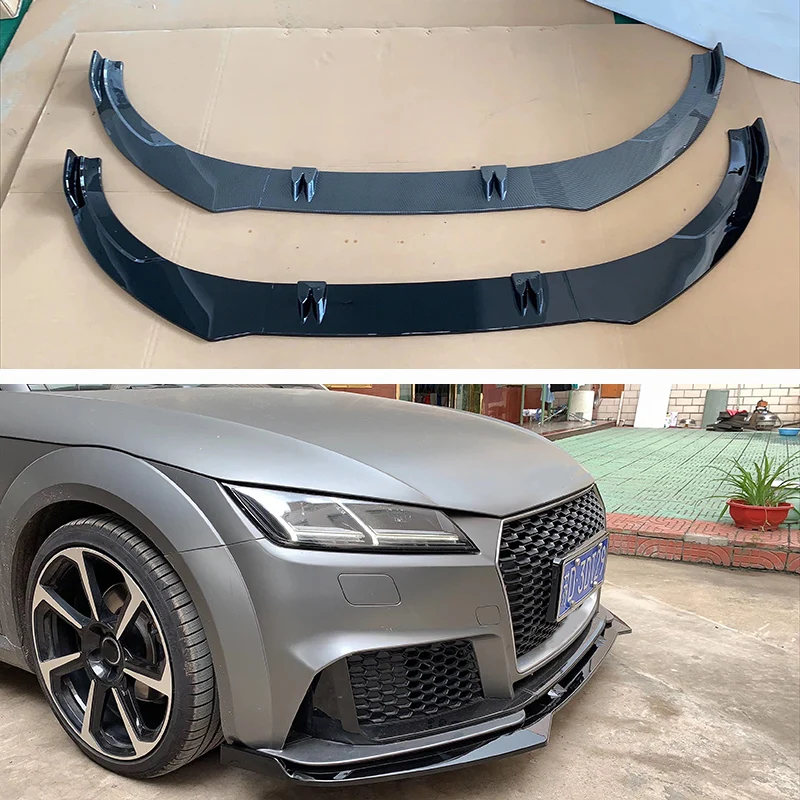 ABS черный передний бампер для губ Подходит AUDI TT 2015 2016 2017 2018 автомобильные