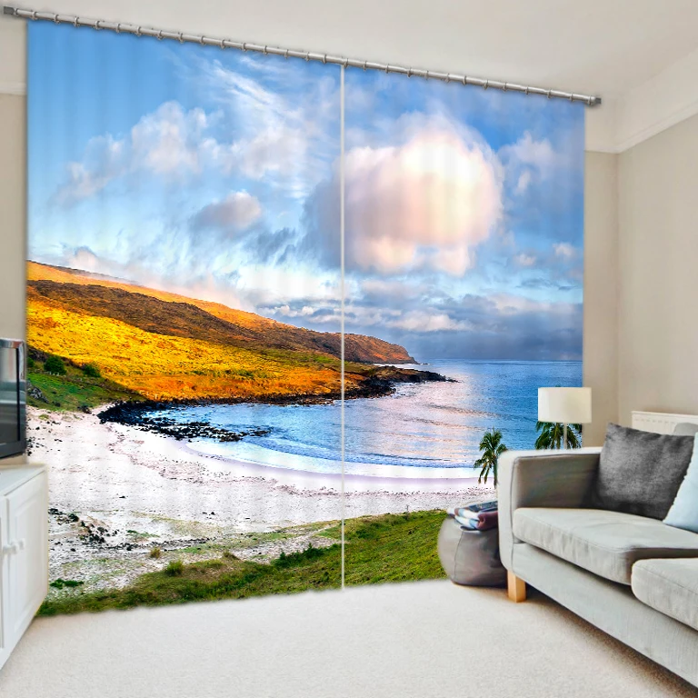 

Peace Beach Bedroom Living Room Kitchen Home Textile Luxury 3D Window Curtains Gift For Family