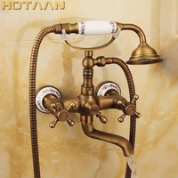 free shipping bathroom bath wall mounted hand held antique brass shower head kit shower faucet sets yt 5328 b
