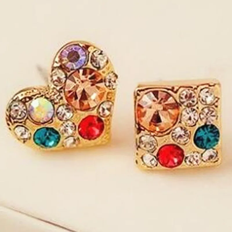 Стразы Хрустальная коробка в форме сердца маленькие серьги аксессуары |