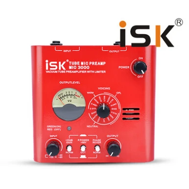 ISK MIC3000 профессиональный ламповый предусилитель микрофонный усилитель с 48 В