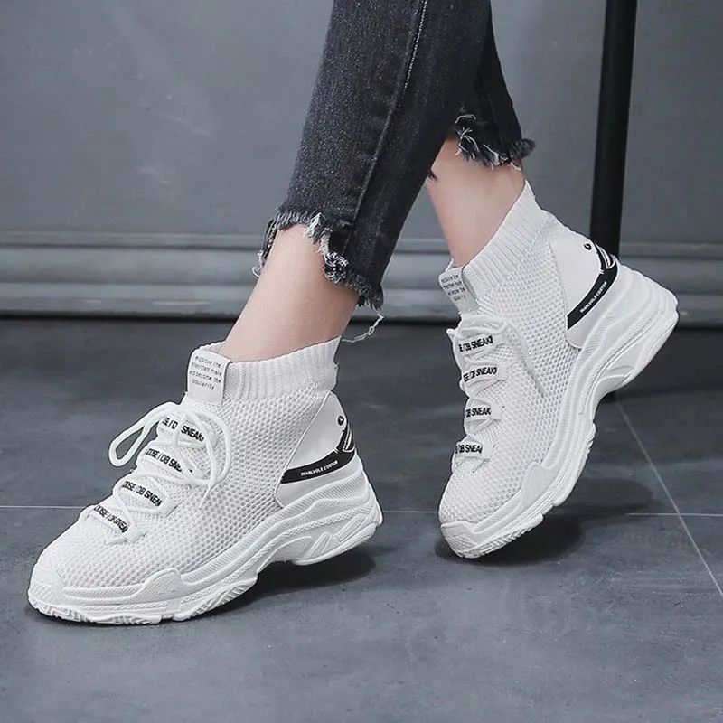 Повседневные носки женские белые кроссовки на платформе zapatos de mujer сезон весна
