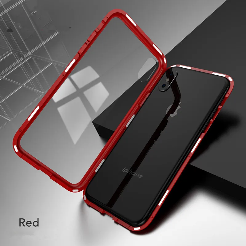 FTAIDKJ 360 Magnetic Adsorption Phone Case For iphone 7 Tempered Glass Back Cover iPhone 6 6S 8 Plus X 10 Magnet Capa |