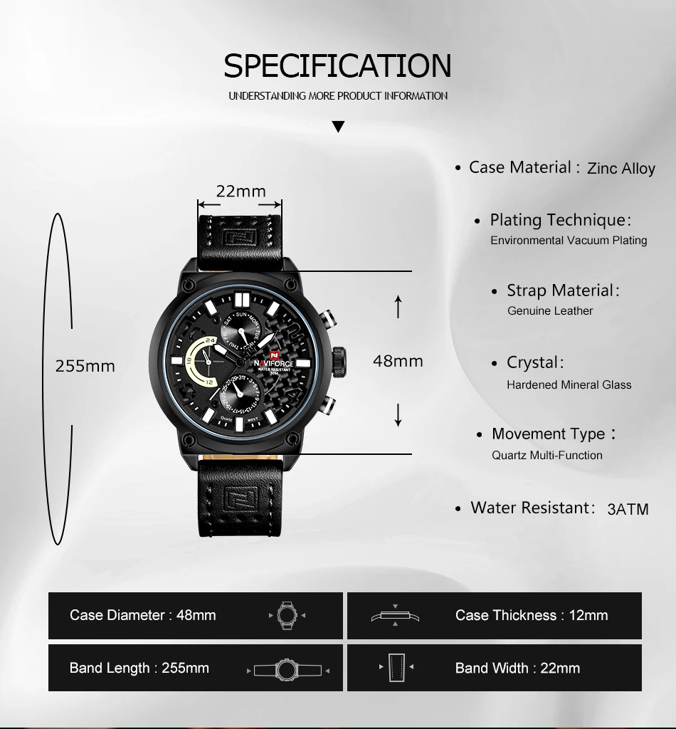 Новинка NAVIFORCE мужские модные роскошные часы мужские из натуральной кожи кварцевые наручные часы мужские водонепроницаемые военные часы Relogio Masculino