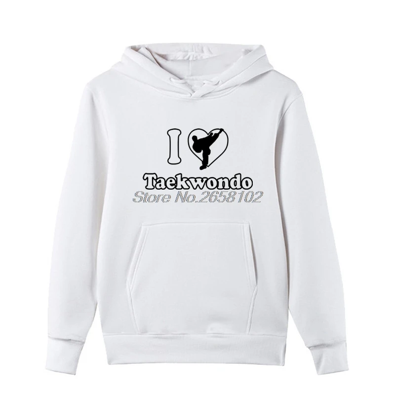 Весенне-осенняя мужская хлопковая толстовка с капюшоном I Love Taekwondo свитшот