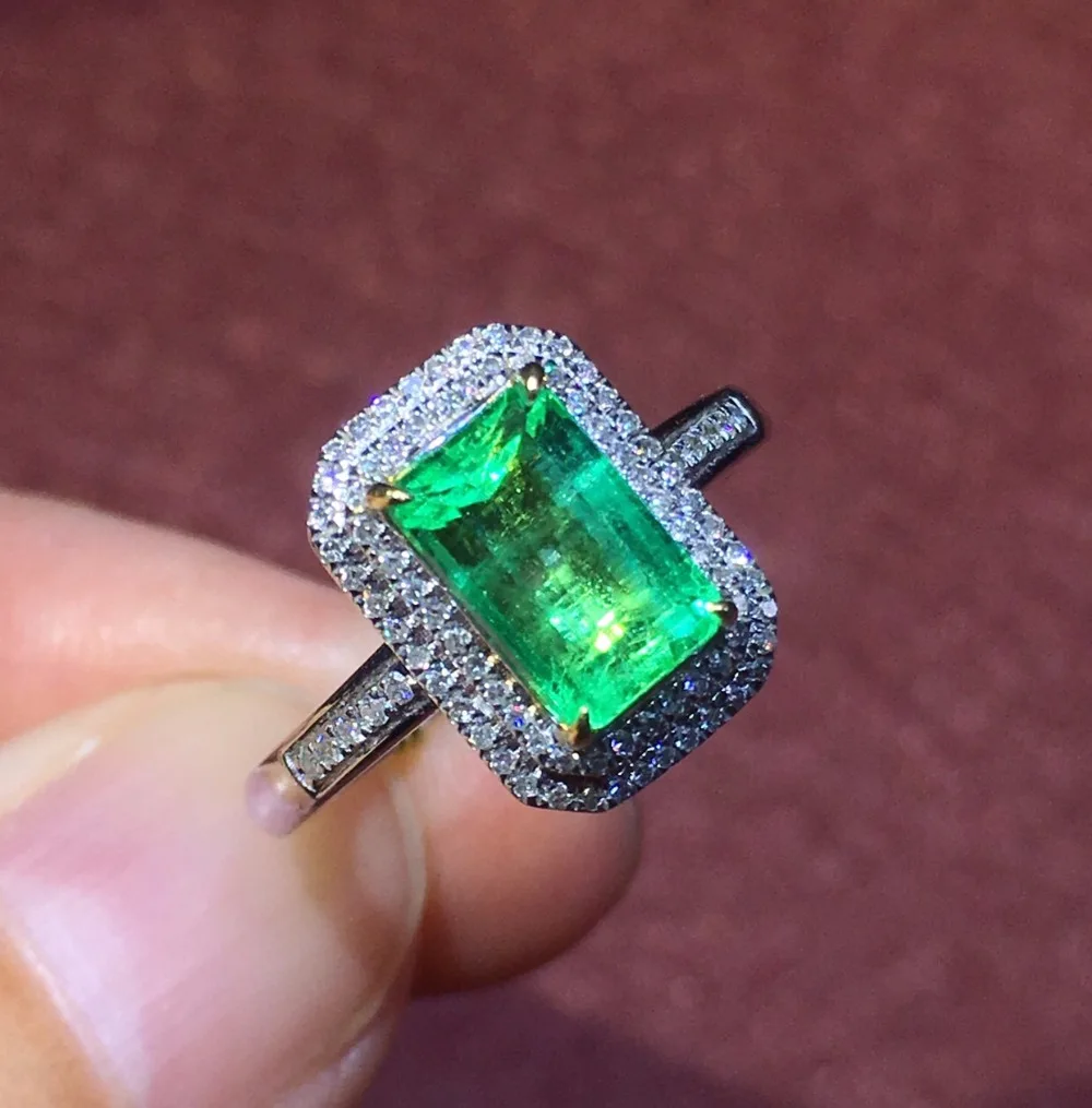 Fine Jewelry индивидуальные коллекции реальная 18-каратного белого золота натуральный изумруд драгоценный камень женские обручальные кольца для женщин Изысканные кольца