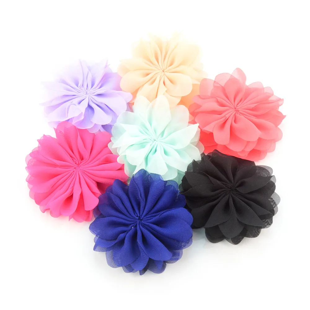 30 pcs/lot 7 cm chiffon lotus flowers sunflowers DIY apparel hair headband accessories Supplies | Аксессуары для одежды