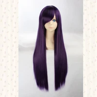 shirakiin ririchiyo 80cm dark purple long straight synthetic cosplay hair wig heat resistance top quality wig cap