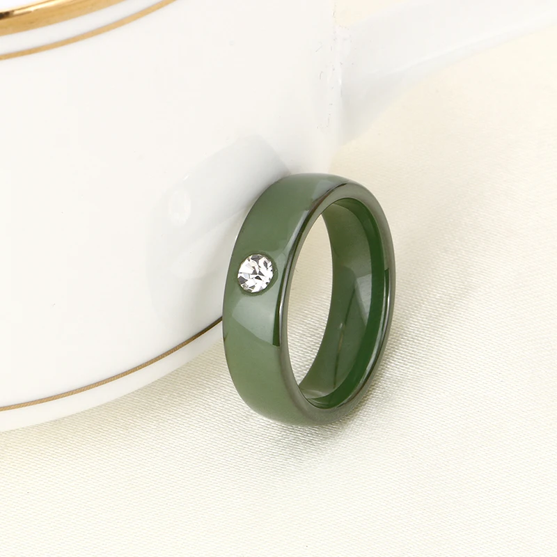 Модное 4 вида цветов гладкое керамическое кольцо 6 мм с одним блестящим горным