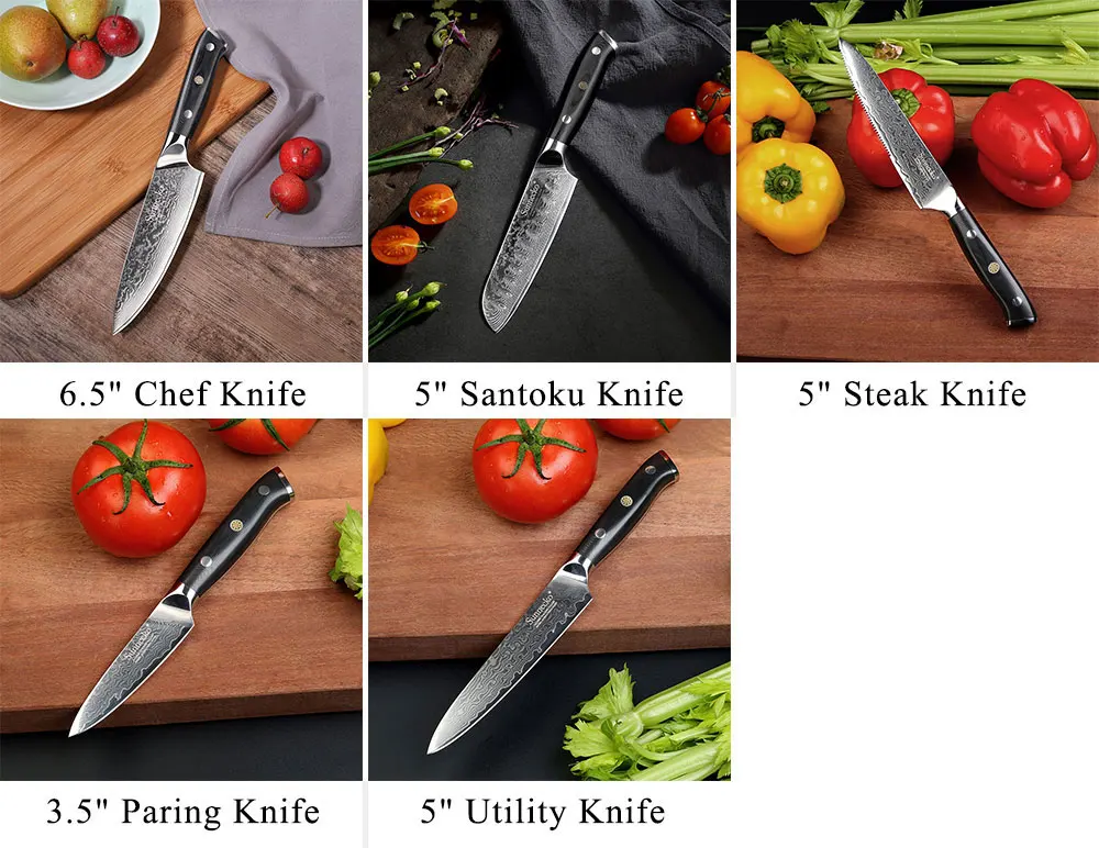 Sunnecko " дюймов нож шеф-повара Santoku японский VG10 стальное лезвие бритвы острый дамасский режущий шеф-повара кухонные ножи G10 Ручка