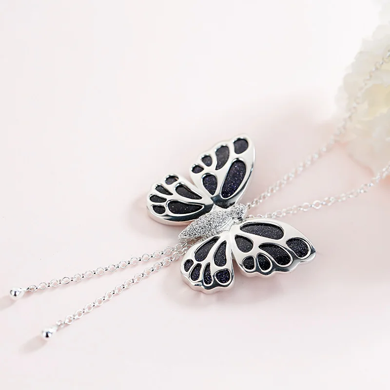 Sa silverage Серебряная цепочка Цепочки и ожерелья драгоценный кулон бабочки из