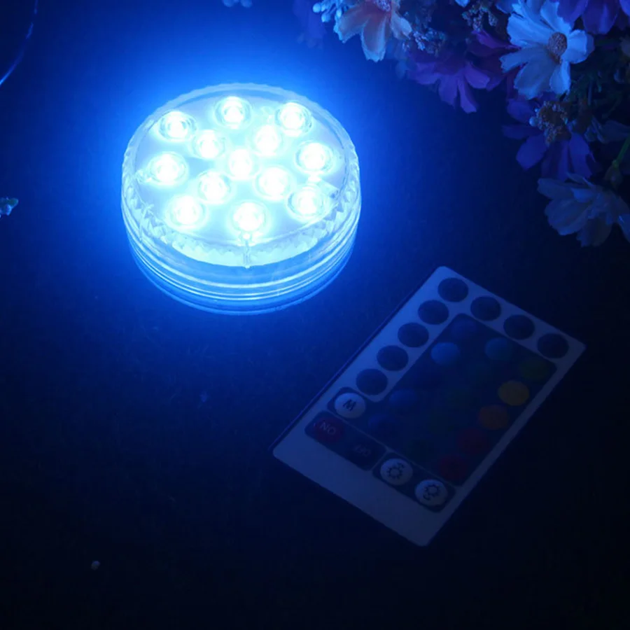 10 светодио дный LED Дистанционное управление RGB погружной свет батарея работает подводный ночник открытый ваза чаша вечерние украшение
