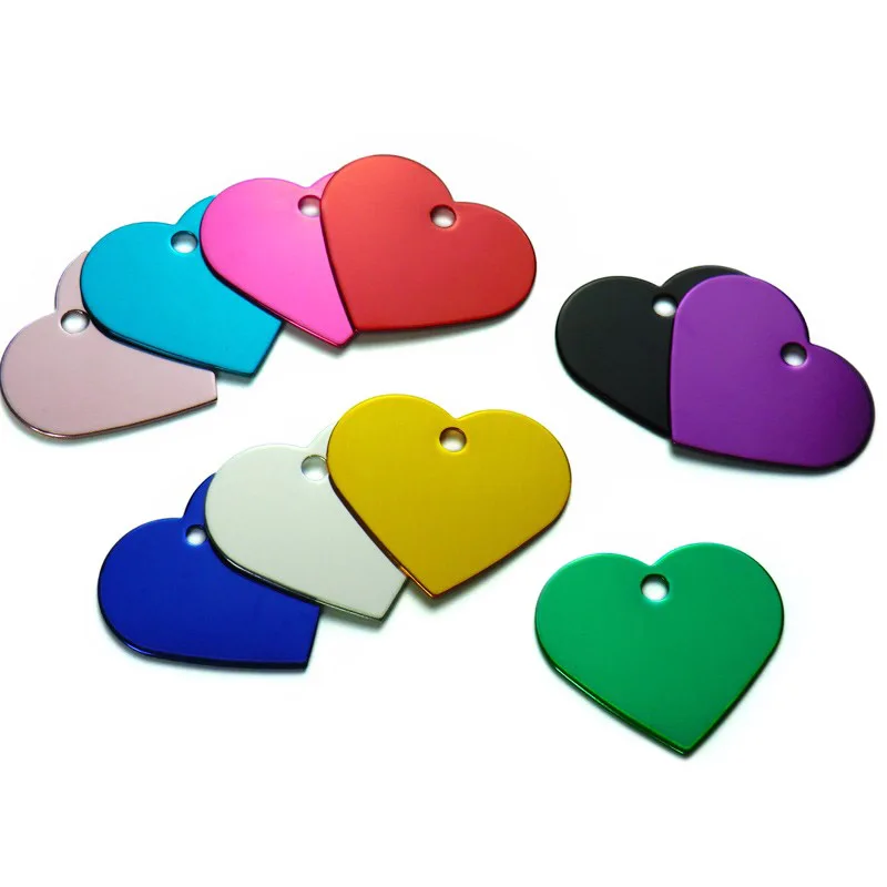 

Wholesale 20Pcs Customized Personalized 2 Sides Heart-shaped Aluminum Dog Cat Tag Pet Collar Accessories ID Tag Name Telephone