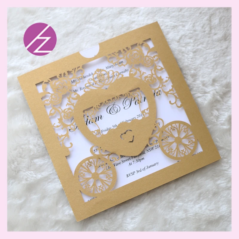Бесплатная доставка лазерная резка роскошные романтические приглашения на