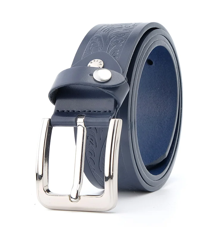 Мужской ремень с цветочным принтом, ремни из натуральной кожи 4,0 см, ширина ремешка, повседневные кожаные мужские ремни, черный цвет, темно-коричневый, темно-синий