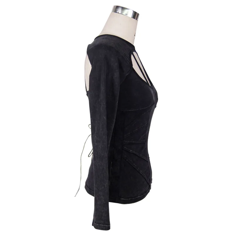 Дьявол Мода в готическом стиле панк женские футболки из хлопка с длинным рукавом