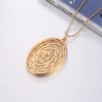 big pendant necklaces for women gold silver color oval with crystal statement jewelry sweater chain long necklace gifts 2020
