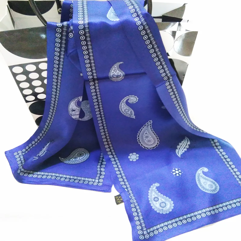 New Vintage 100% pure 12MM thick Silk Scarf Men Fashion paisley Flowers Pattern Print Double Layer Silk Satin Neckerchiefs #4052