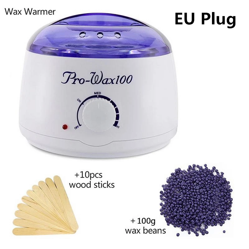 EU Plug Нагреватель Воска машина нагреватель для воска комплект с 100 г восковые бобы 20 шт наклейки для депиляции инструменты для удаления волос бикини мини спа - Цвет: EU Plug