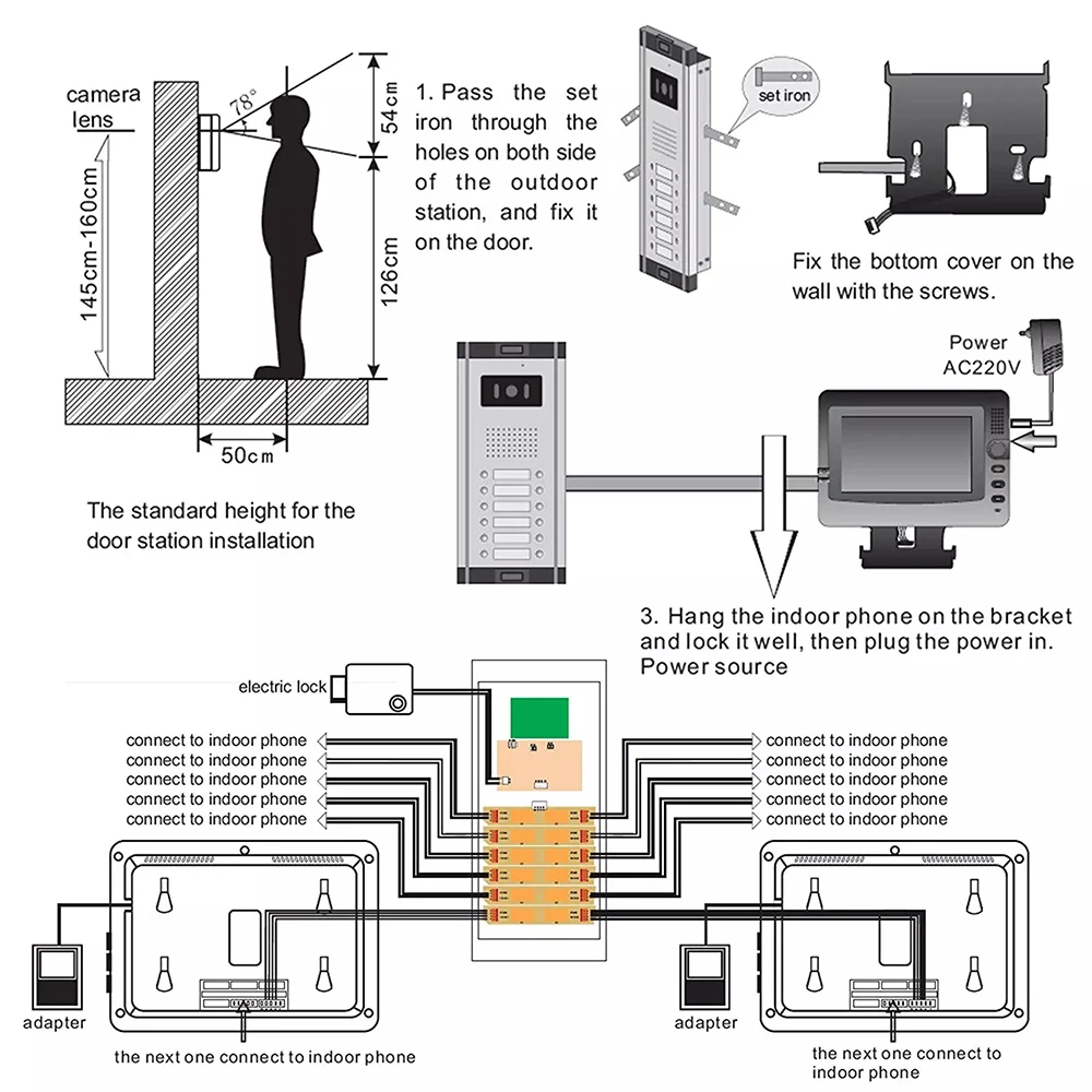 Видео домофон Системы проводной 7 дюймов TFT Цвет видео телефон двери комплект с