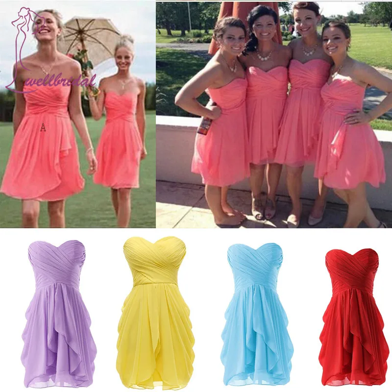 Соблазнительное короткое шифоновое платье для подружки невесты романтичное