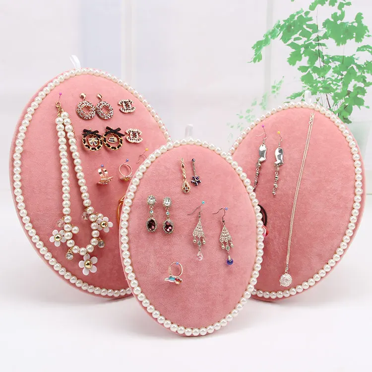 TONVIC Оптовая серая/черная/розовая бархатная Подставка для ожерелья цепи серьги