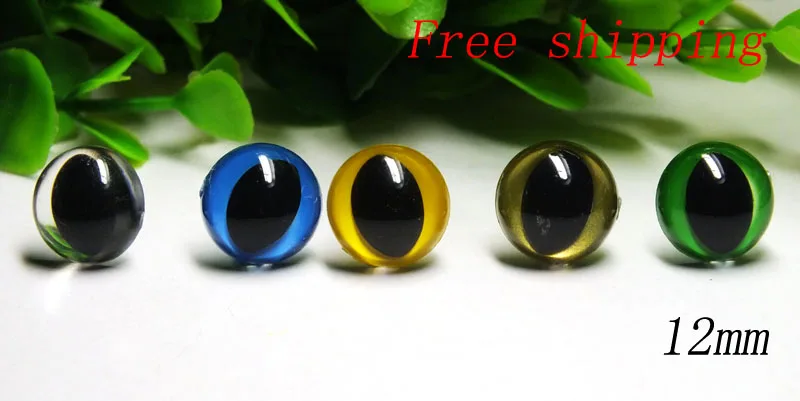 

12mm mixed color can choose doll accessories plastic toy safety cat eyes with white washers