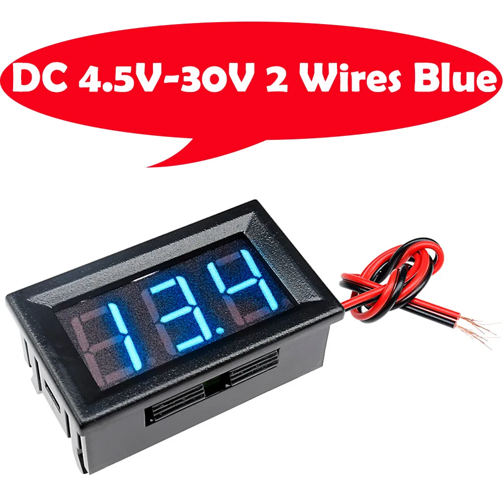 DC 4.5V-30V Blue 0,56 ''Мини светодиодный цифровой вольтметр постоянного тока 0-100 в 12 В 24 в емкость напряжения монитор Вольт Панель тестер метр для автомобиля мотоцикла - Цвет: DC 4.5V-30V Blue