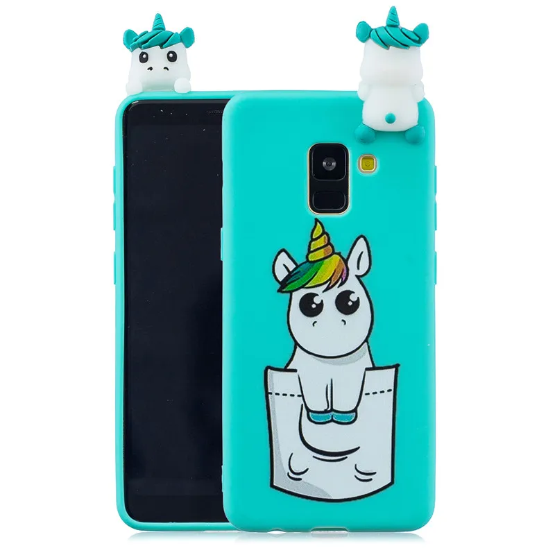 Силиконовый чехол из ТПУ для Samsung A7 2018 с 3D милой пандой единорогом Кроликом котом