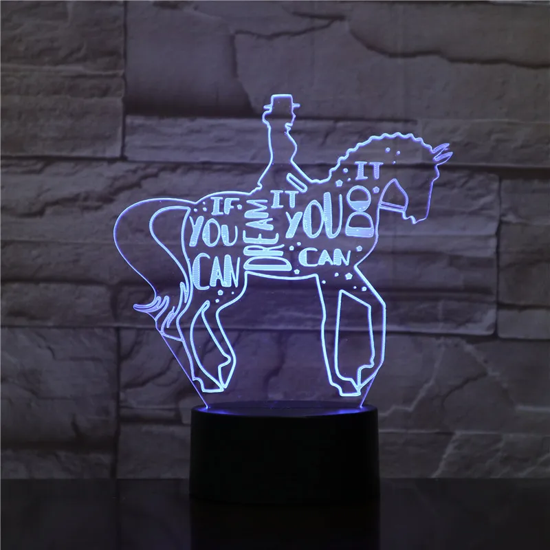 3d лампа для верховой езды на лошади ночник с USB светодиодный светодиодное