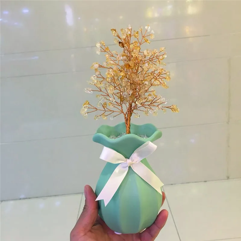 

Украшение дома, натуральный цитрин, кварцевый драгоценный камень, кристалл, счастливое дерево, исцеление, чистый камень с хорошей бутылкой ...