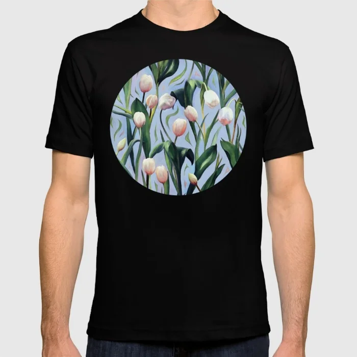 Лето черная Пятница мужская футболка Ожидания на Цветущие Тюльпан Шаблон