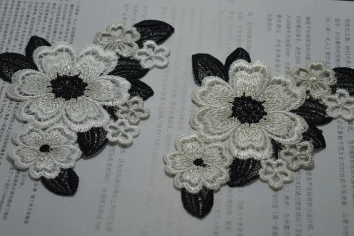 14 см * 10 (2 шт./лот) черно белые смешанные и подходящие патчи Свадебная вышивка