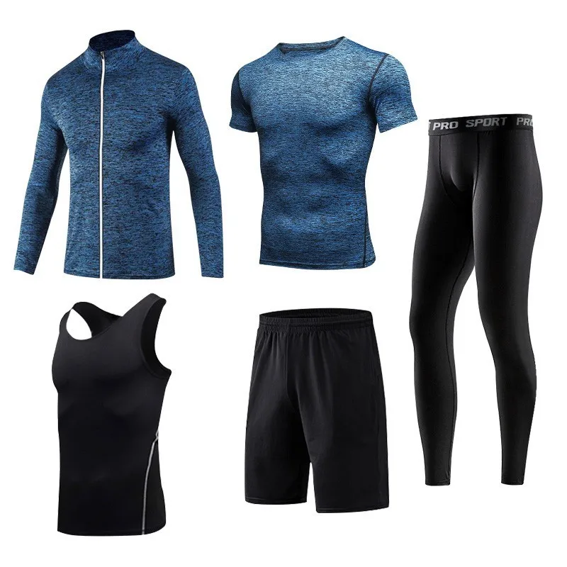 Men sportswear-SS7 Мужская спортивная одежда, эластичные спортивные костюмы, дышащий спортивный костюм для пробежек, тренировок, спортзала, фитнеса, тренировки, одежда для быстросохнущего бега, мужской комплект - Цвет: Men sportswear-SS7