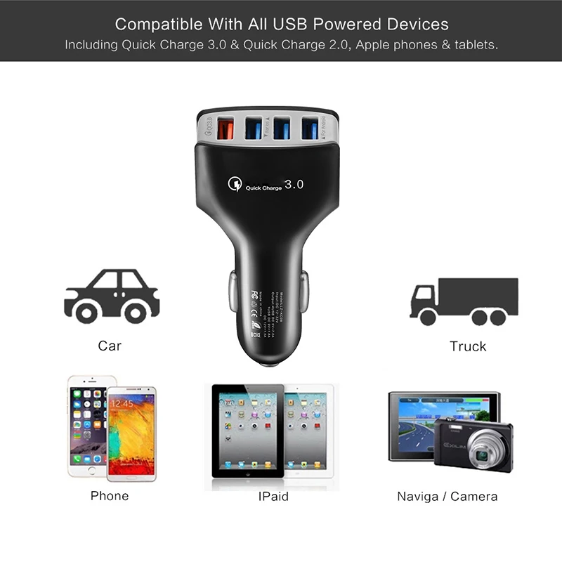 Автомобильное зарядное устройство QC3.0 с 4usb-портами 12 В 24 | Автомобили и мотоциклы
