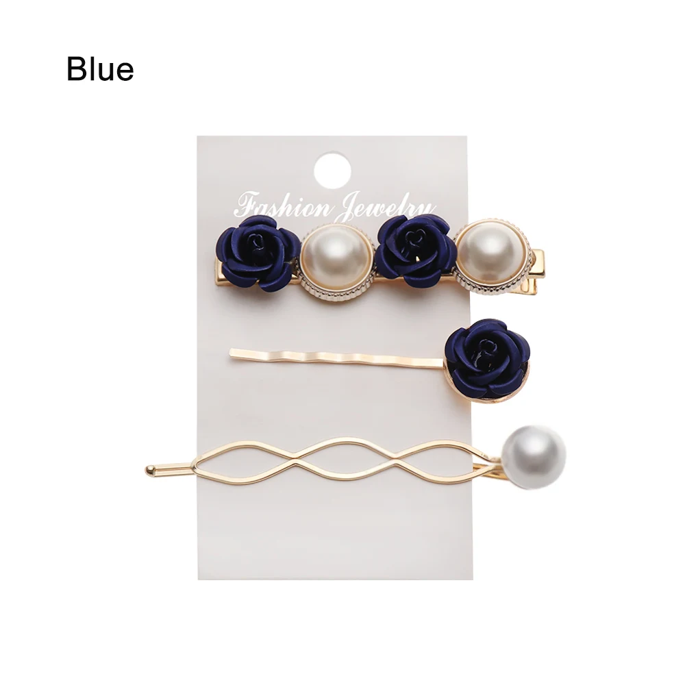blue 3 шт./компл. жемчуга Акриловые зажимы для волос Винтаж модные женские туфли оснастки Заколка-пряжка Кнопка заколки Свадебная вечеринка геометрический заколки для волос для укладки волос - Цвет: blue
