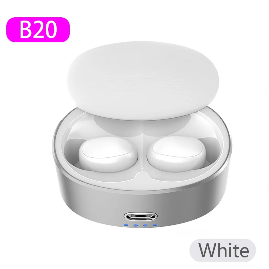 B20 White B20 Bluetooth 5,0 TWS беспроводные наушники 3D стерео Bluetooth наушники с сенсорным управлением Hifi бас мини наушники с двойным микрофоном - Цвет: B20 White