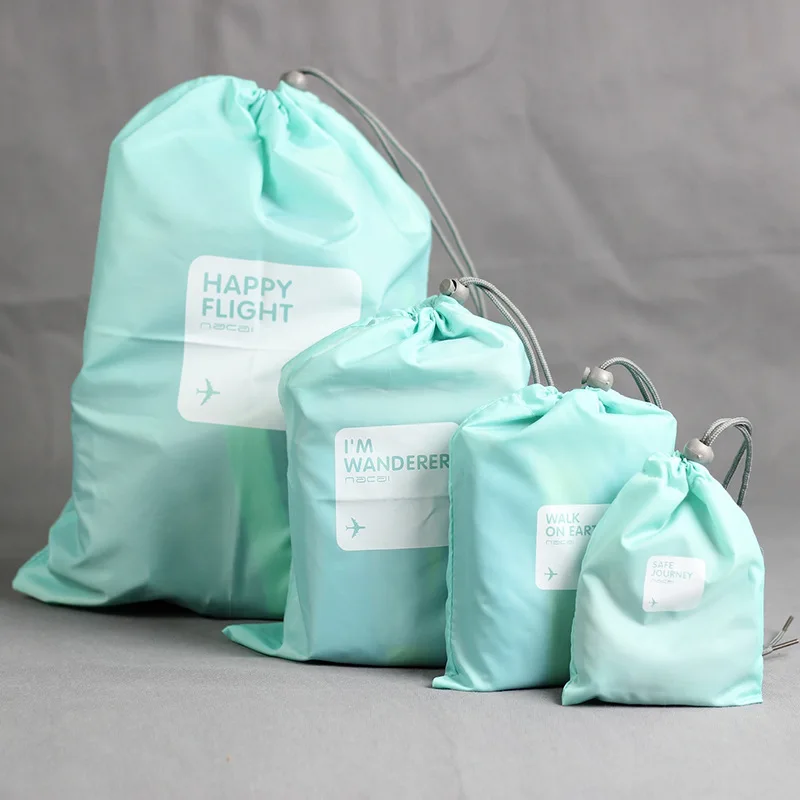 Sky blue Ruputin 4 шт./компл. Путешествия Рюкзак Drawstring сухого хранения обуви прачечная, косметичка, сумка для макияжа, сумка для косметики нижнее белье Органайзер для путешествий - Цвет: Sky blue