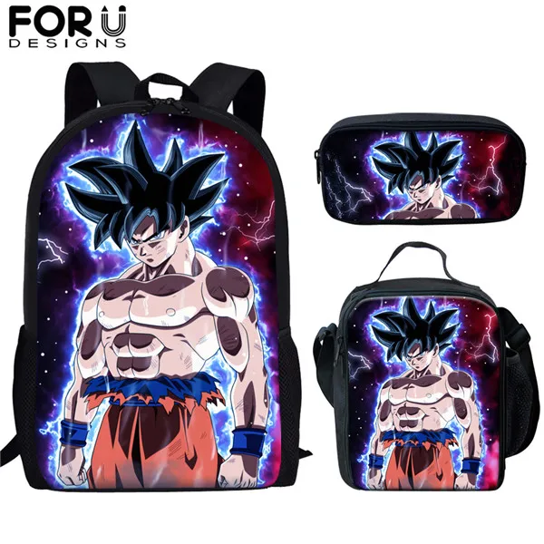 FORUDESIGNS/3 комплекта детский школьный рюкзак Dragon Ball Goku Z Веджета супер сайян принт Детский Рюкзак Школьный для подростков студентов мальчиков - Color: HK3158CGK