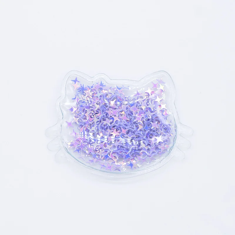 Purple 6 шт. 6 см прозрачный Пластиковый кот с разноцветными блестками внутри аппликации DIY аксессуары для головных уборов ручной работы Декор патч H28 - Цвет: Purple