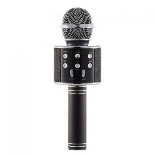 WS858 Bluetooth беспроводной микрофон динамик ручной микрофон караоке микрофон музыкальный плеер для вокала, с рекордером KTV микрофон - Цвет: Черный